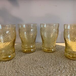 Vintage Normandie Amber Pressed Glass Tumbler - Set of 4